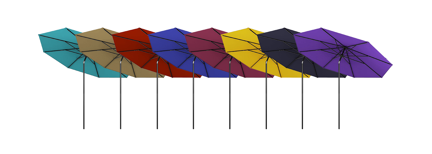 Market Patio Umbrella,10-Yr Fade-Free & 4 Hurricane-Proof with GravityLock™ Pull-Down | 3Tiers,8-Rib Commercial-Grade Aluminum Frame
