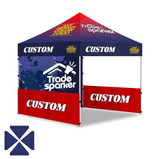 Personalized Pop Up Custom Canopy Tent Trade Show Ultra One Sidewall & 2 Half walls Outdoor Events Business