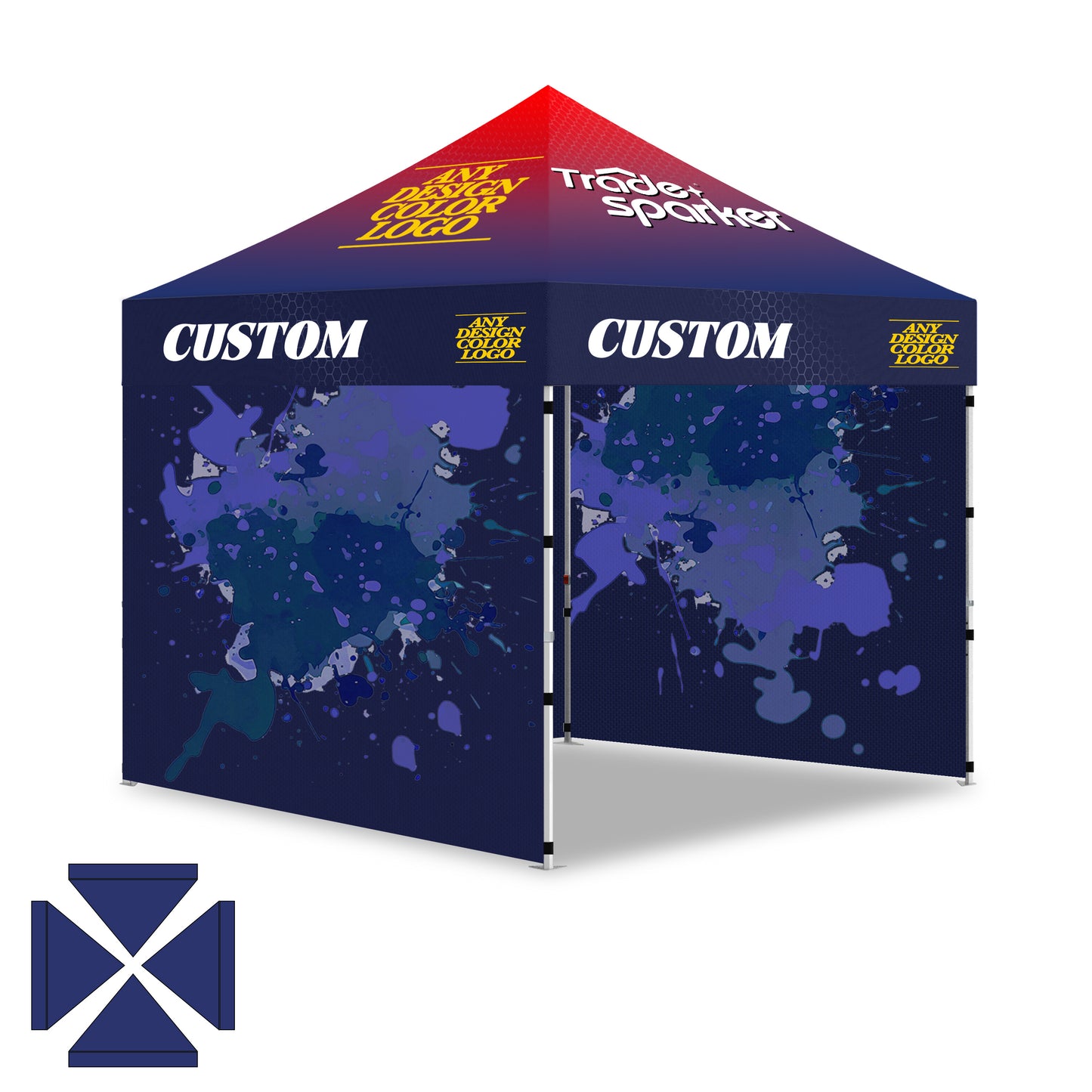 Personalized Pop Up Custom Canopy Tent with 3 Sidewall Outdoor Events Business